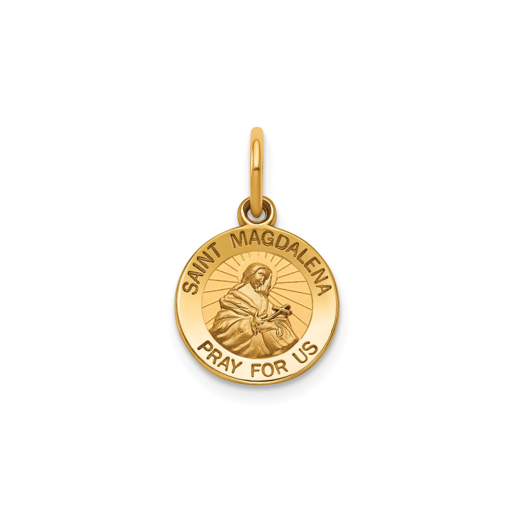 Round St. Magdalena Medal in 14K Yellow Gold, 11.5mm - Sophia Jewelers