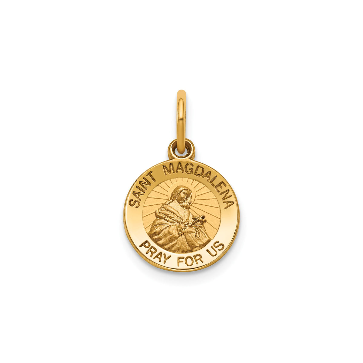 Round St. Magdalena Medal in 14K Yellow Gold, 11.5mm - Sophia Jewelers