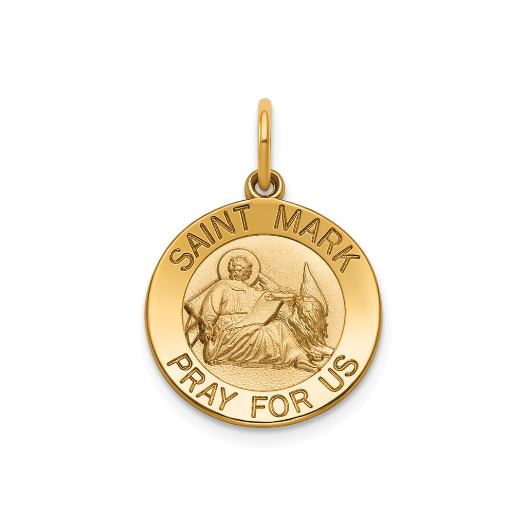 Round St. Mark Medal in 14K Yellow Gold, 16.25mm - Sophia Jewelers