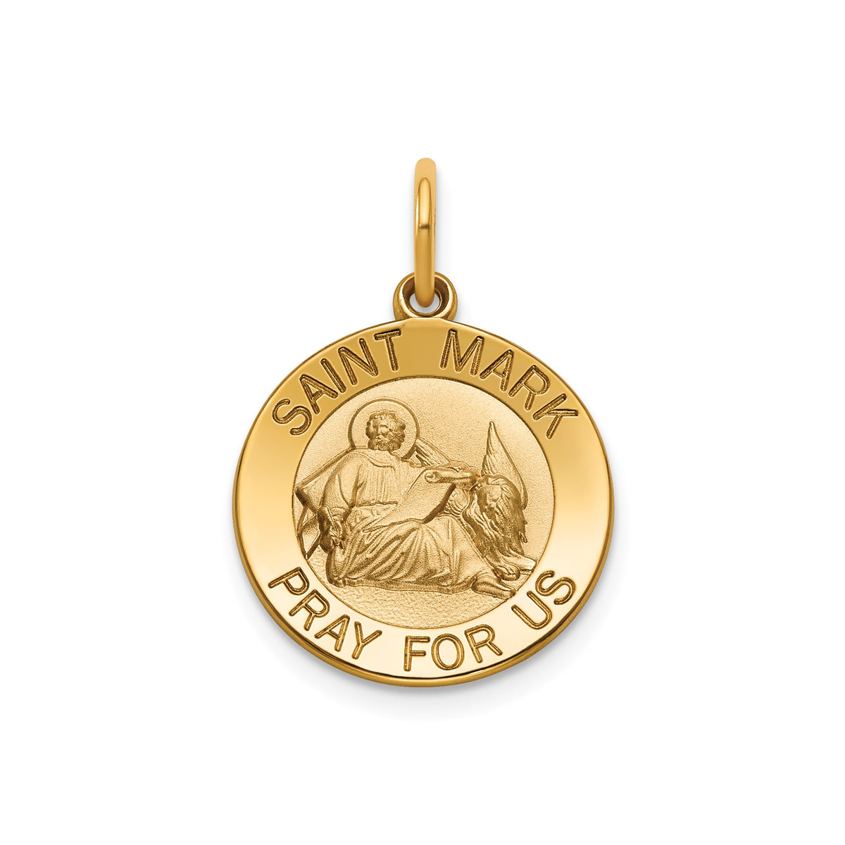 Round St. Mark Medal in 14K Yellow Gold, 16.25mm - Sophia Jewelers