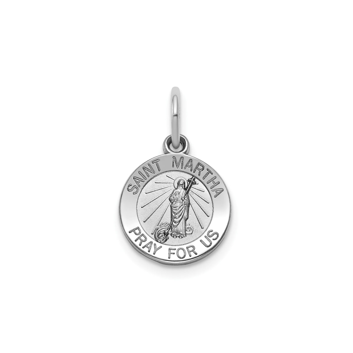 Round St. Martha Medal in Sterling Silver, Satin - Sophia Jewelers Main image