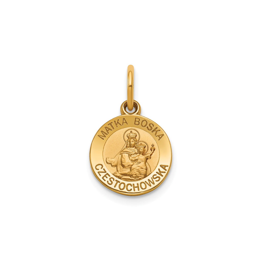 Round Matka Boska Medal in 14K Yellow Gold, 11.5mm - Sophia Jewelers