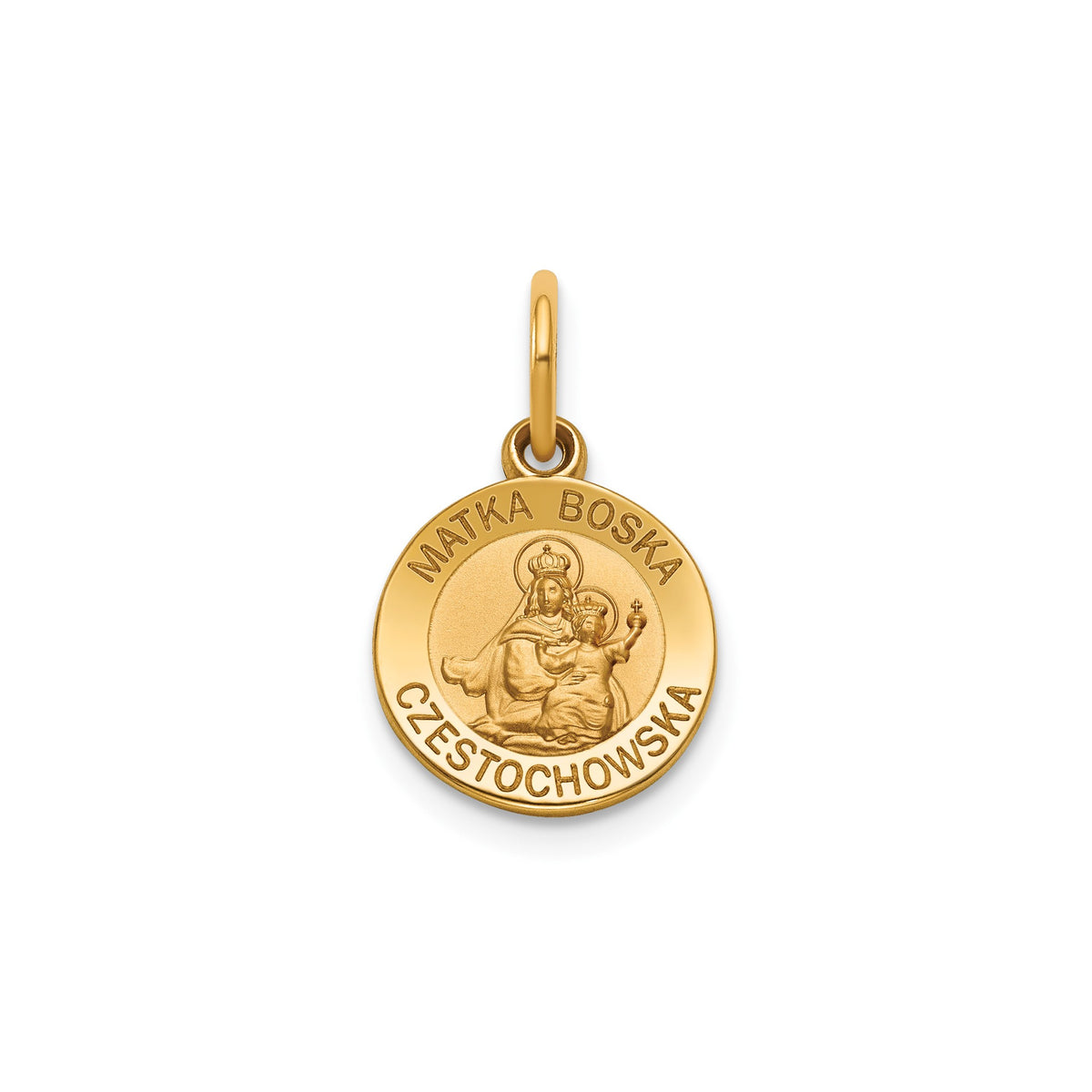 Round Matka Boska Medal in 14K Yellow Gold, 11.5mm - Sophia Jewelers