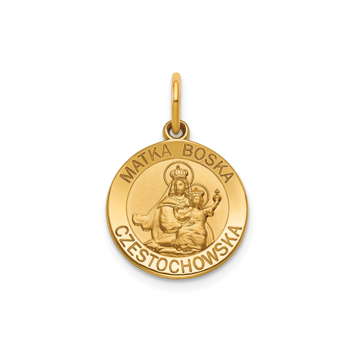 Round Matka Boska Medal in 14K Yellow Gold, 14.5mm - Sophia Jewelers Main image