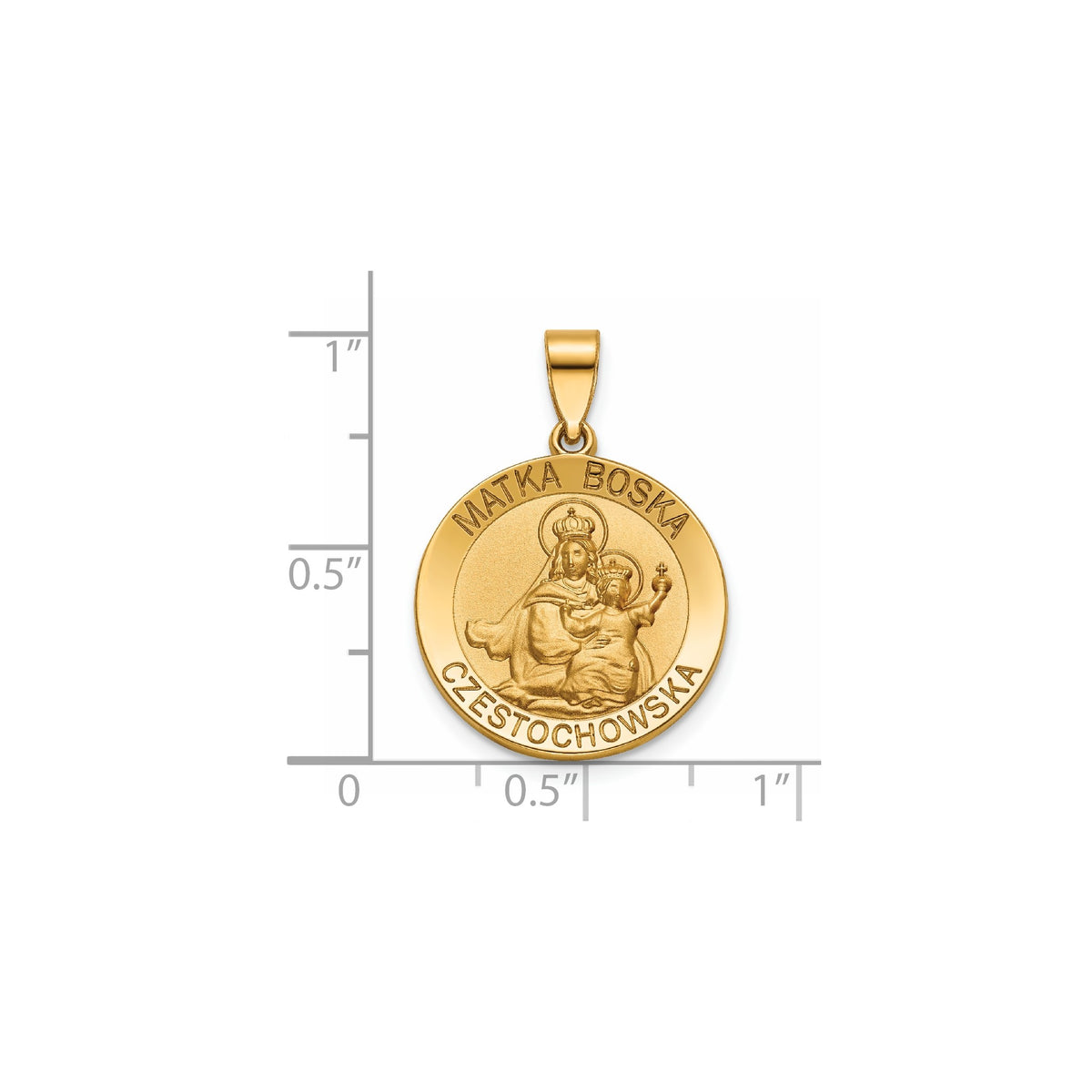 Round Matka Boska Medal in 14K Yellow Gold, 18.25mm - Sophia Jewelers