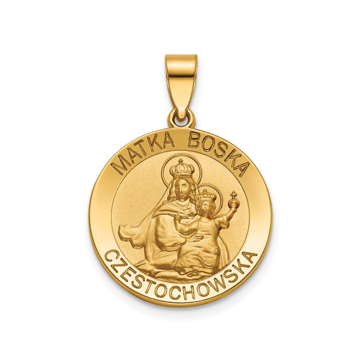 Round Matka Boska Medal in 14K Yellow Gold, 18.25mm - Sophia Jewelers Main image