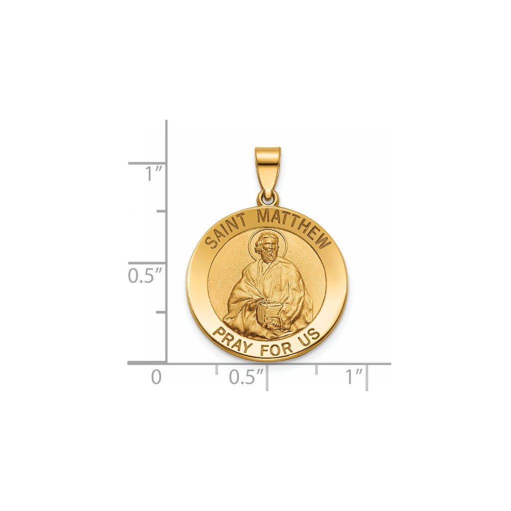 Round St. Matthew Medal in 14K Yellow Gold, 20.25mm - Sophia Jewelers
