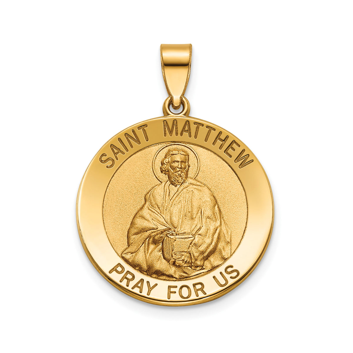 Round St. Matthew Medal in 14K Yellow Gold, 20.25mm - Sophia Jewelers Main image