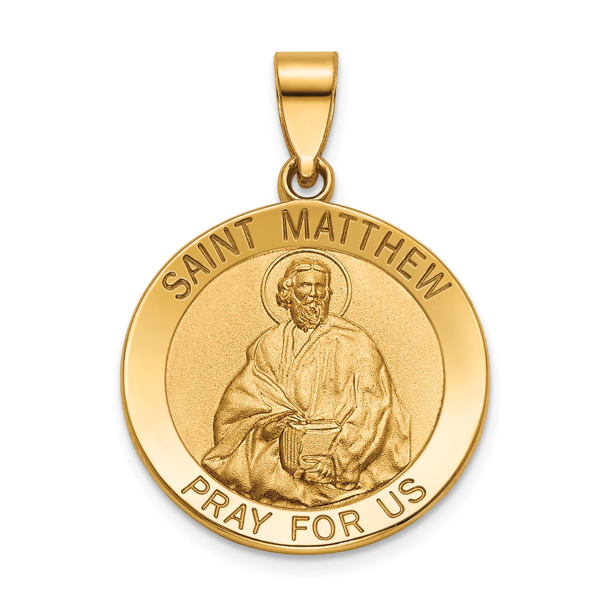 Round St. Matthew Medal in 14K Yellow Gold, 22mm - Sophia Jewelers Main image