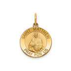 Round St. Matthew Medal in 14K Yellow Gold, 16.25mm - Sophia Jewelers