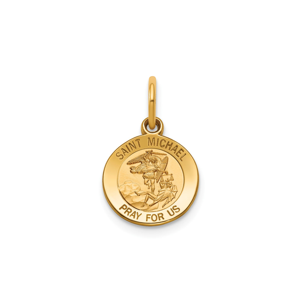 Round St. Michael Medal in 14K Yellow Gold, 11.5mm - Sophia Jewelers