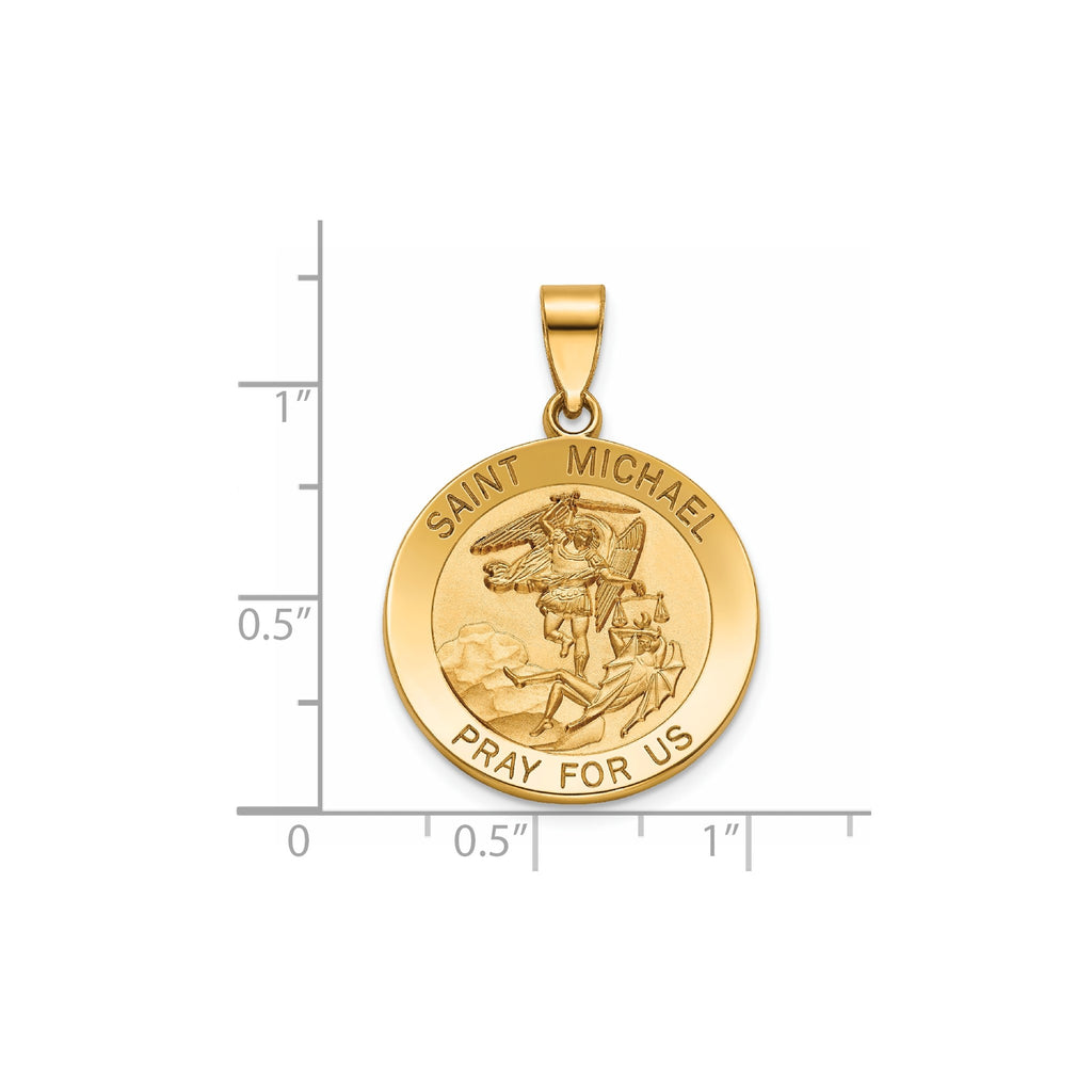 Round St. Michael Medal in 14K Yellow Gold, 22mm - Sophia Jewelers