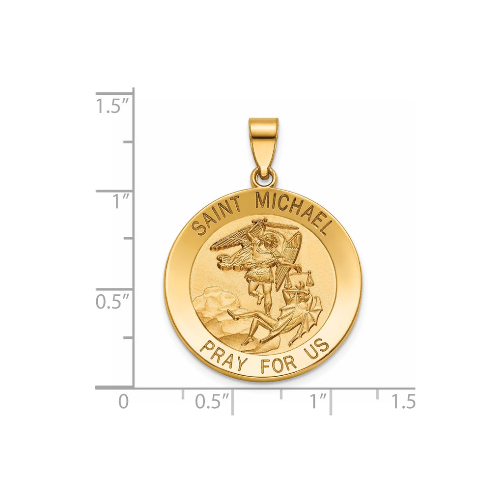 Round St. Michael Medal in 14K Yellow Gold, 25.25mm - Sophia Jewelers