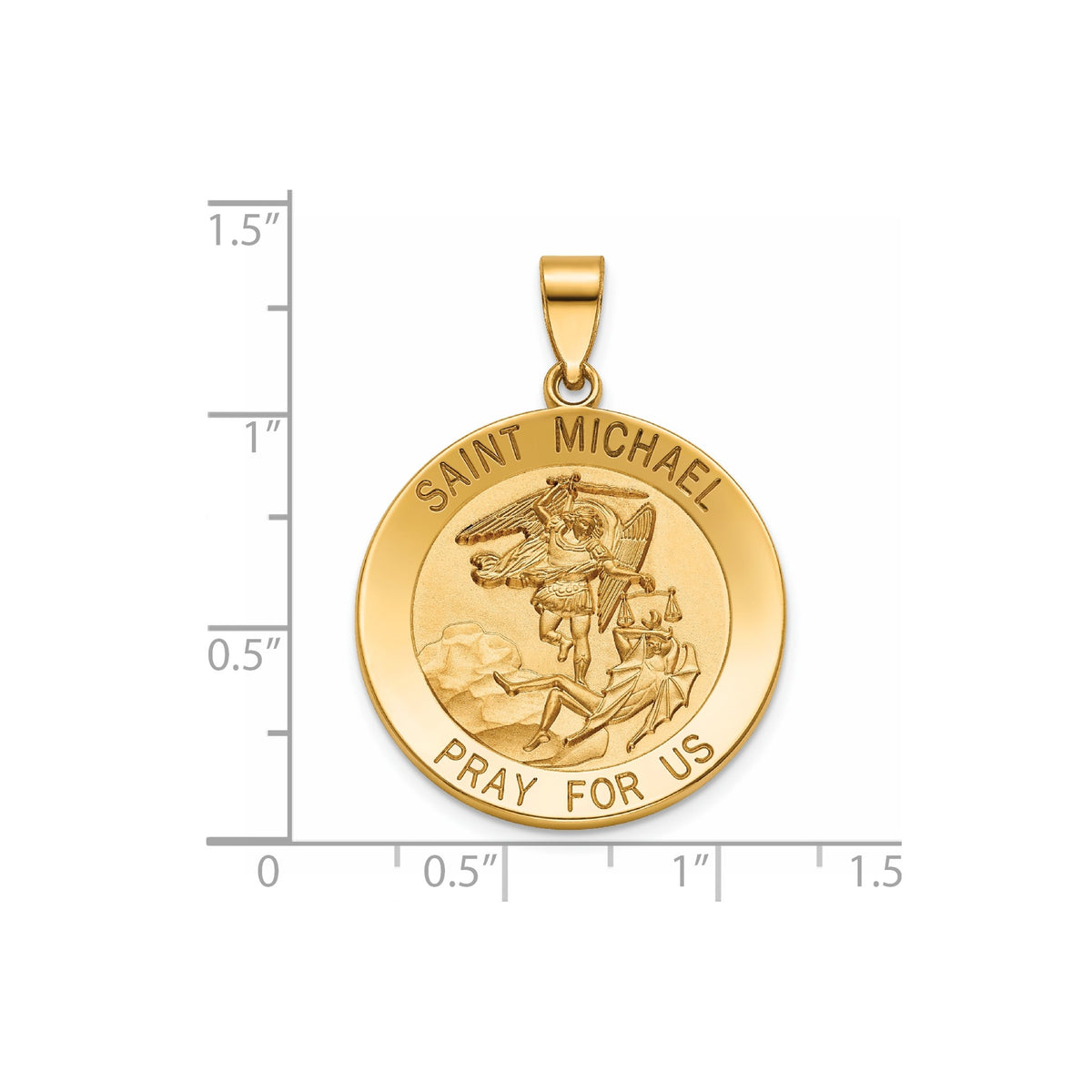 Round St. Michael Medal in 14K Yellow Gold, 25.25mm - Sophia Jewelers