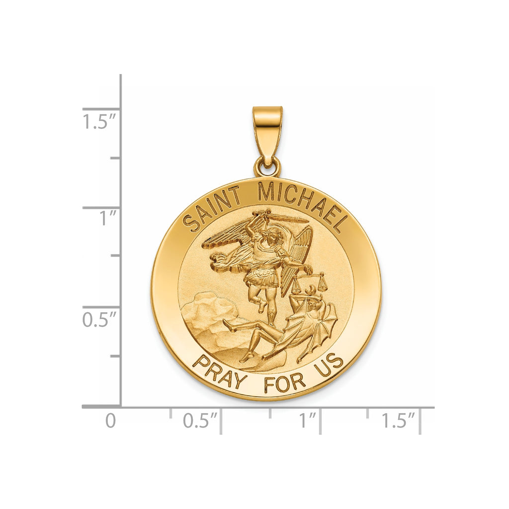 Round St. Michael Medal in 14K Yellow Gold, 29mm - Sophia Jewelers