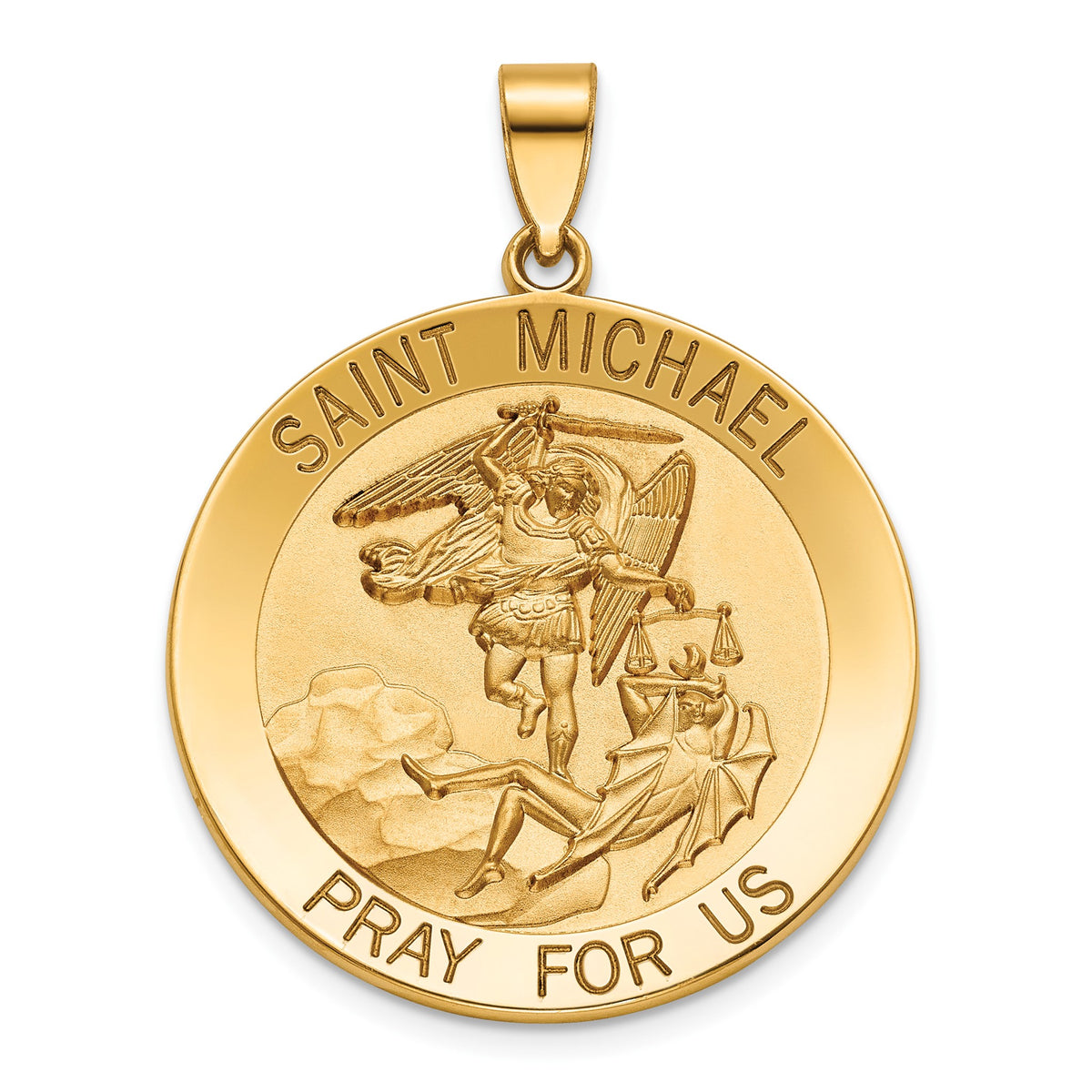 Round St. Michael Medal in 14K Yellow Gold, 29mm - Sophia Jewelers Main image