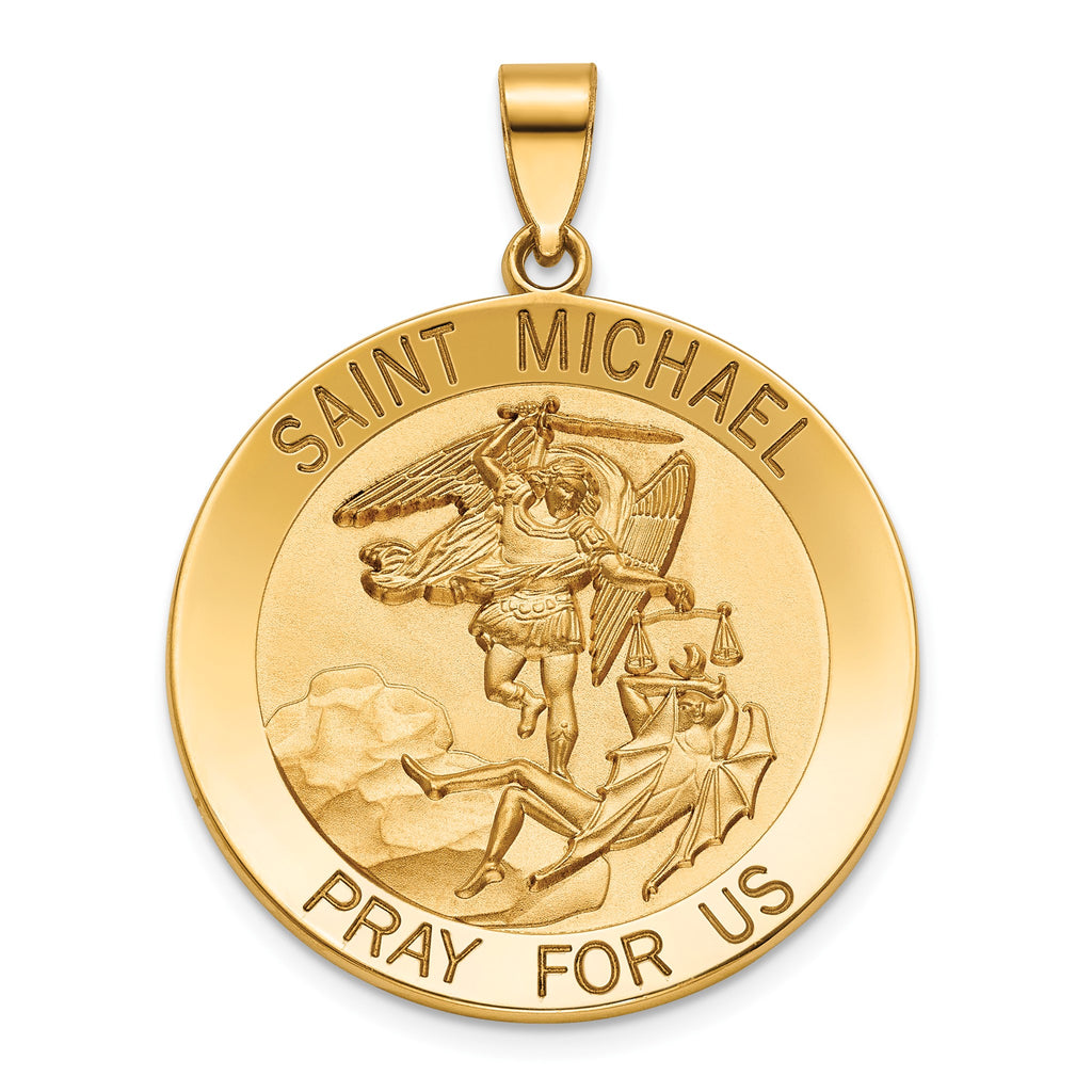 Round St. Michael Medal in 14K Yellow Gold, 29mm - Sophia Jewelers