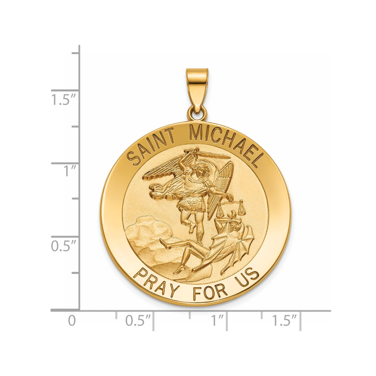 Round St. Michael Medal in 14K Yellow Gold, 32.5mm - Sophia Jewelers
