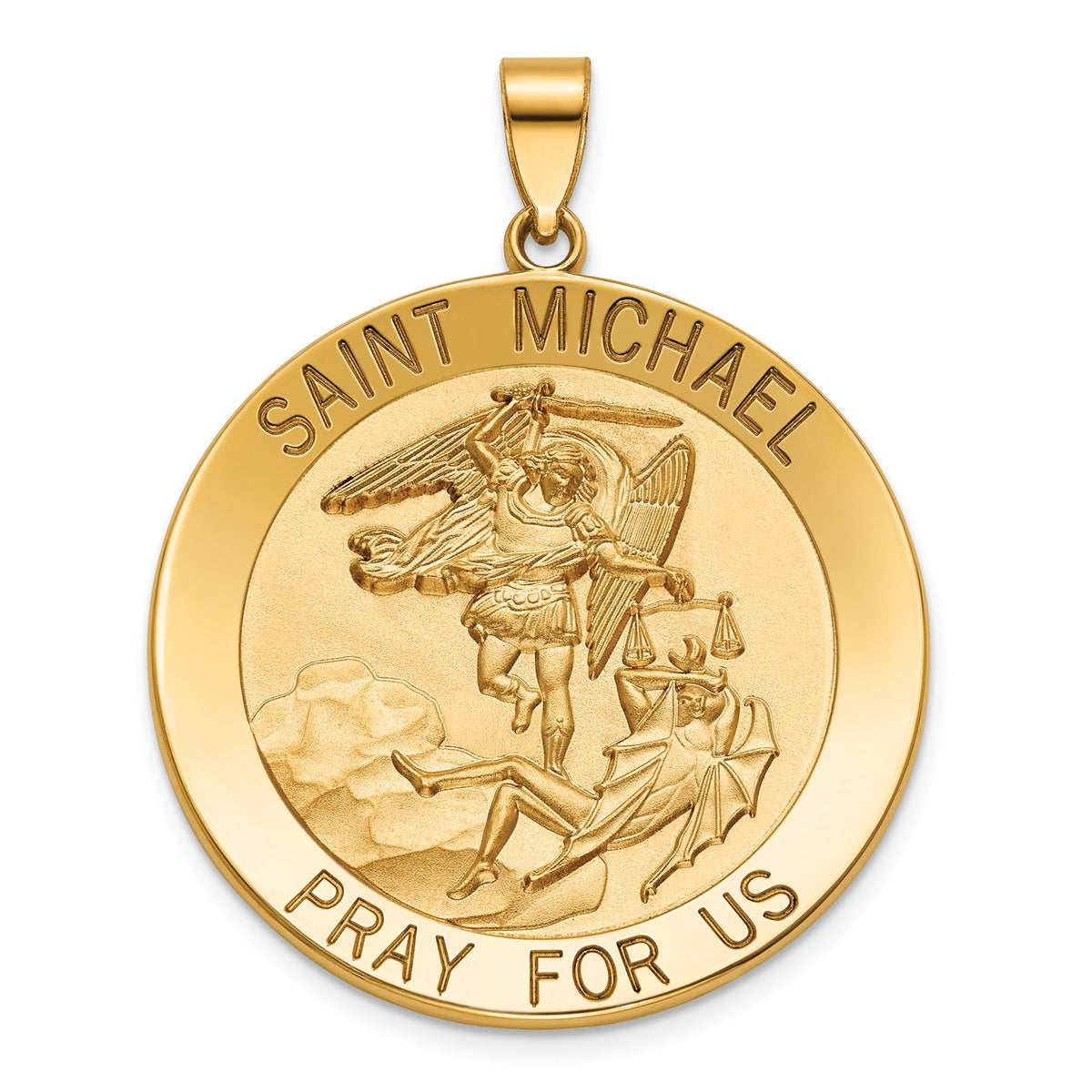 Round St. Michael Medal in 14K Yellow Gold, 32.5mm - Sophia Jewelers Main image