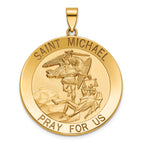 Round St. Michael Medal in 14K Yellow Gold, 32.5mm - Sophia Jewelers
