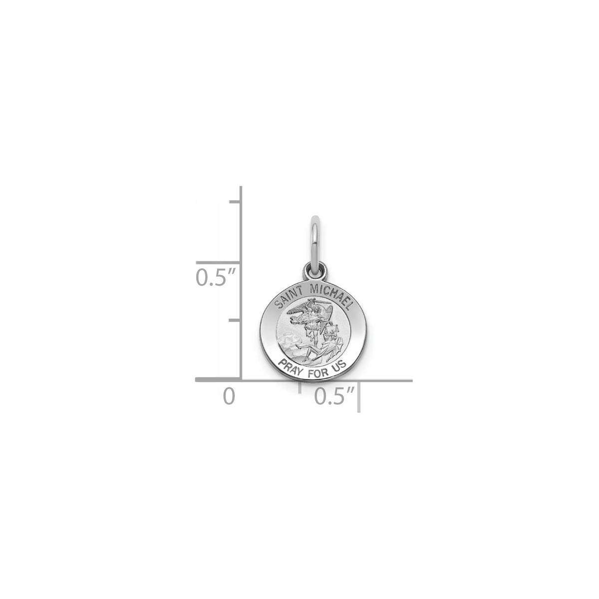 Round St. Michael Medal in Sterling Silver, 11.5mm Satin - Sophia Jewelers