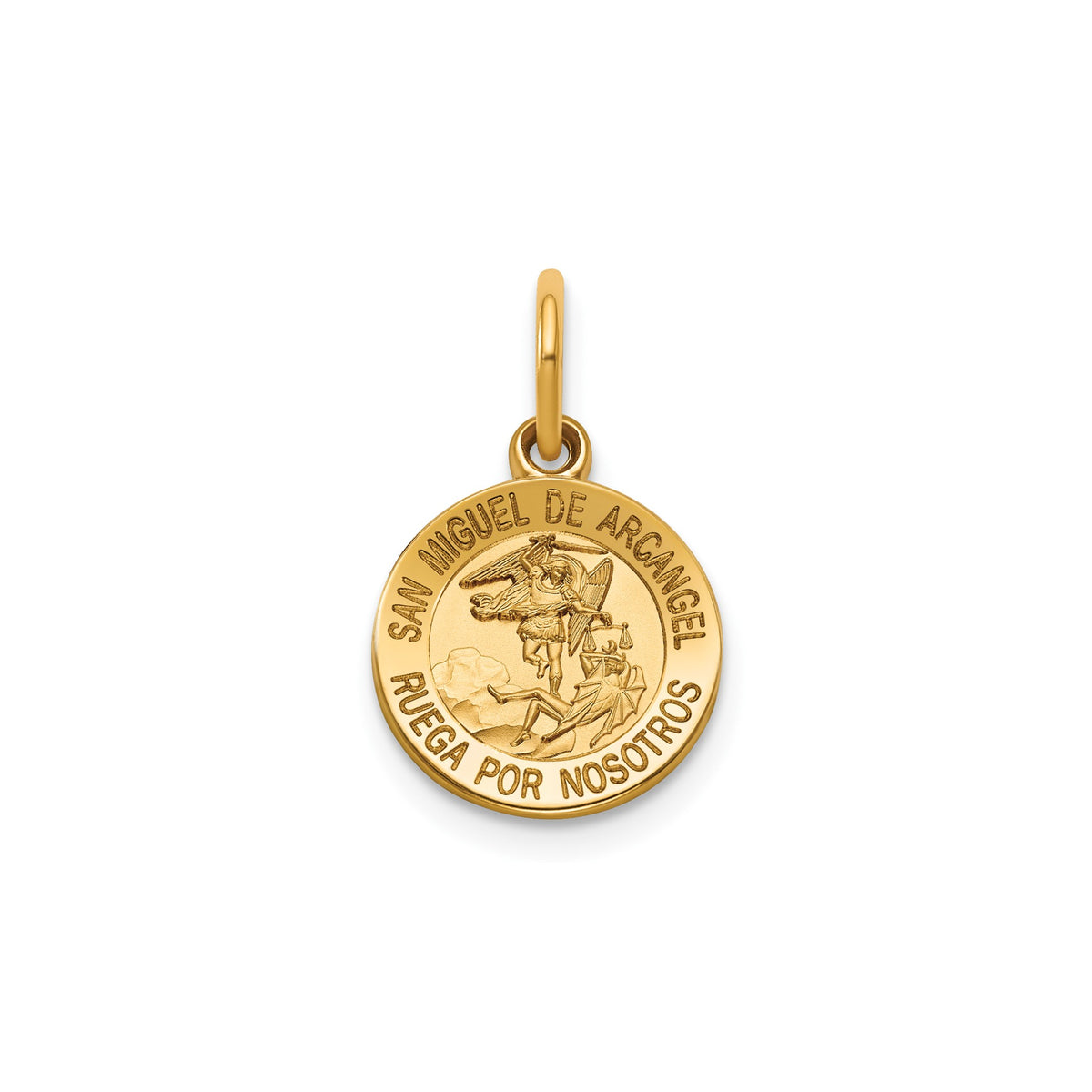 Round St. Michael-Spanish Medal in 14K Yellow Gold, 11.5mm - Sophia Jewelers Main image