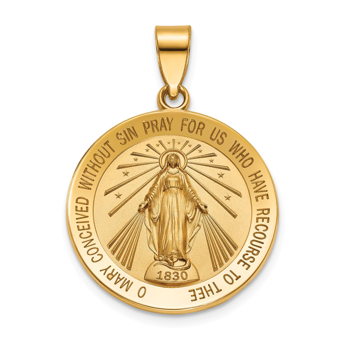 Round Miraculous Medal in Gold-Plated Sterling Silver, 22mm - Sophia Jewelers Main image