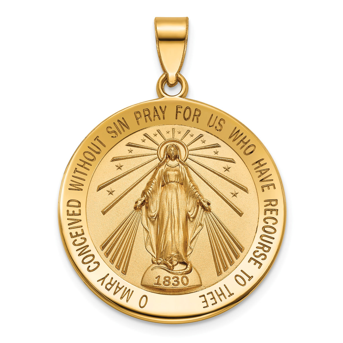 Round Miraculous Medal in 14K Yellow Gold, 25.25mm - Sophia Jewelers Main image