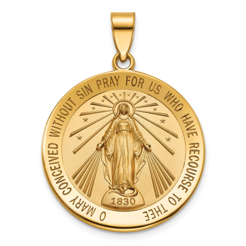 Round Miraculous Medal in 14K Yellow Gold, 25.25mm - Sophia Jewelers