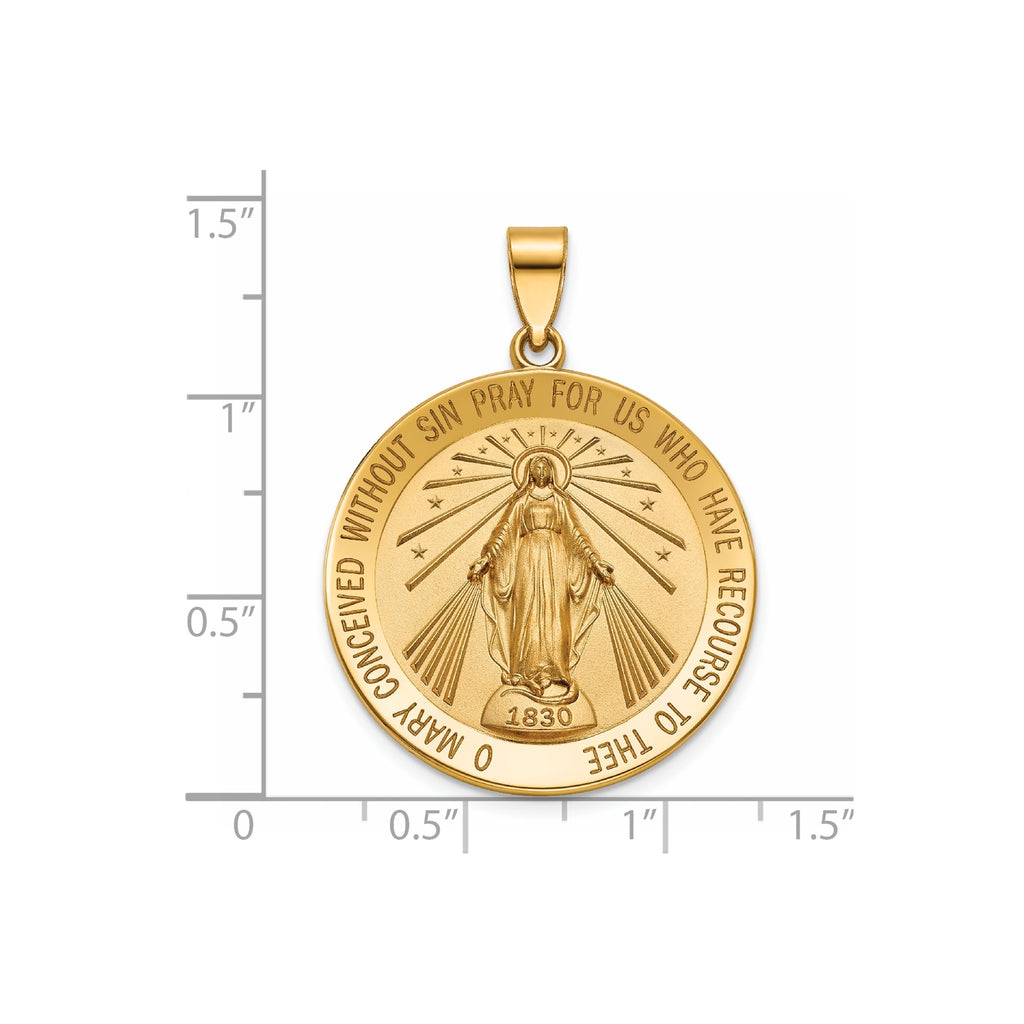 Round Miraculous Medal in 14K Yellow Gold, 27mm - Sophia Jewelers