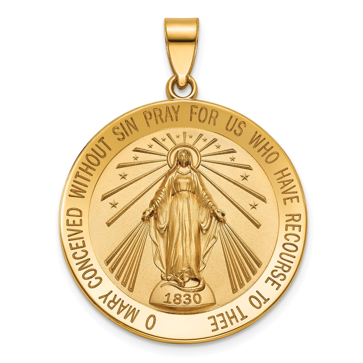 Round Miraculous Medal in 14K Yellow Gold, 27mm - Sophia Jewelers Main image