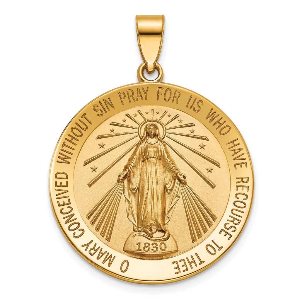 Round Miraculous Medal in 14K Yellow Gold, 27mm - Sophia Jewelers