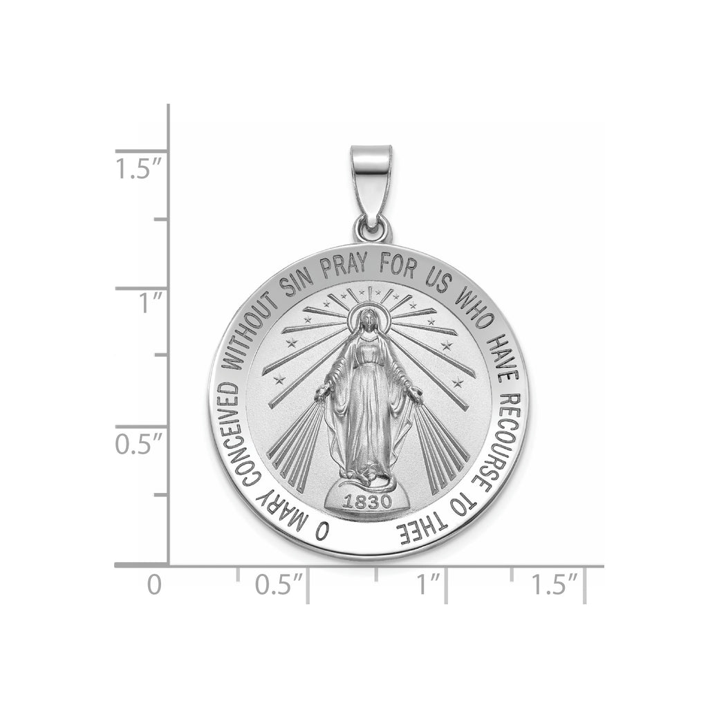 Round Miraculous Medal in Sterling Silver, 29mm Satin - Sophia Jewelers
