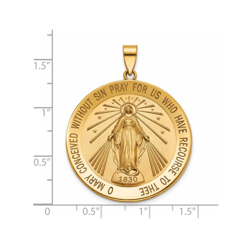 Round Miraculous Medal in 14K Yellow Gold, 32.5mm - Sophia Jewelers