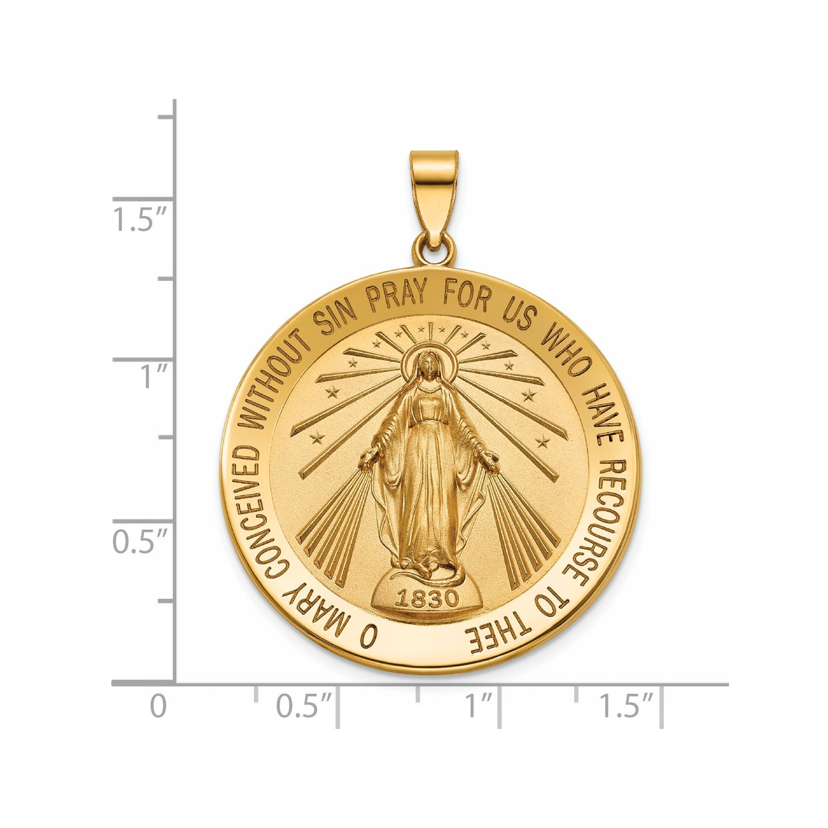 Round Miraculous Medal in 14K Yellow Gold, 32.5mm - Sophia Jewelers
