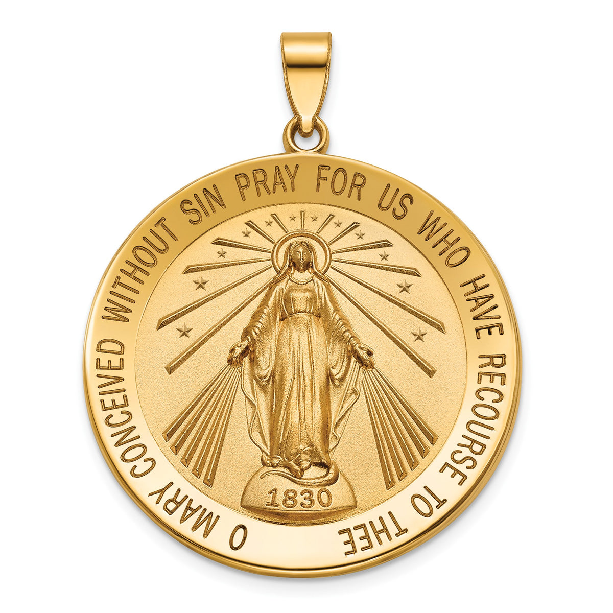 Round Miraculous Medal in 14K Yellow Gold, 32.5mm - Sophia Jewelers Main image