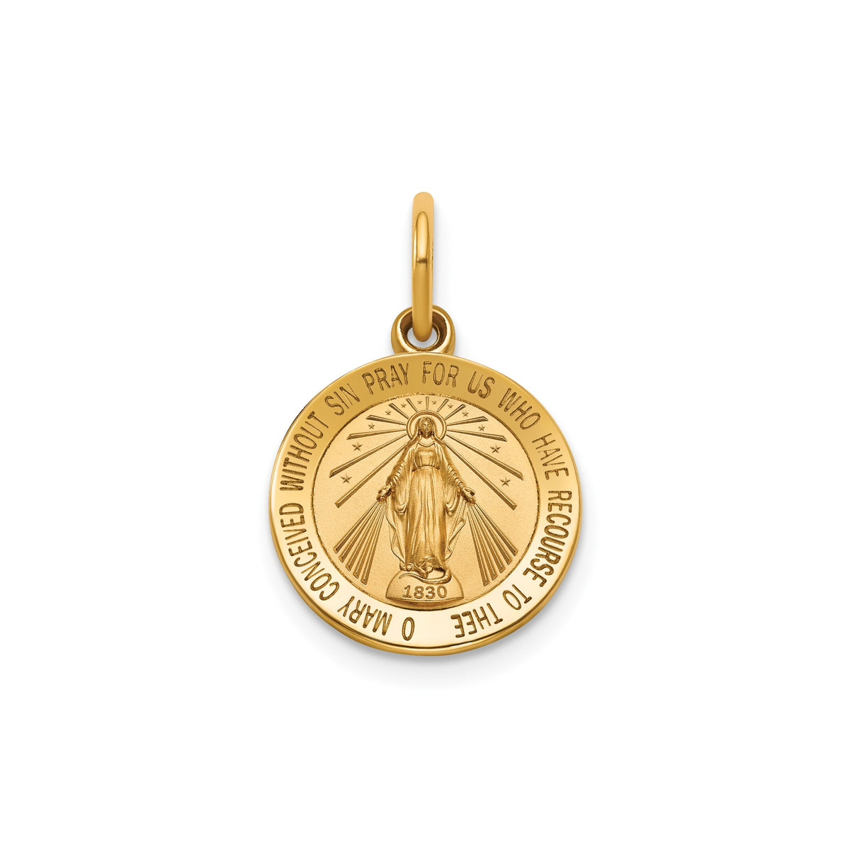 Round Miraculous Medal in 14K Yellow Gold, 13.25mm - Sophia Jewelers