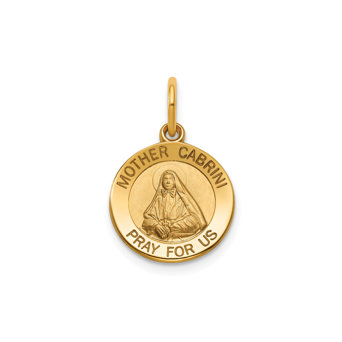 Round Mother Cabrini Medal in 14K Yellow Gold, 13.25mm - Sophia Jewelers Main image