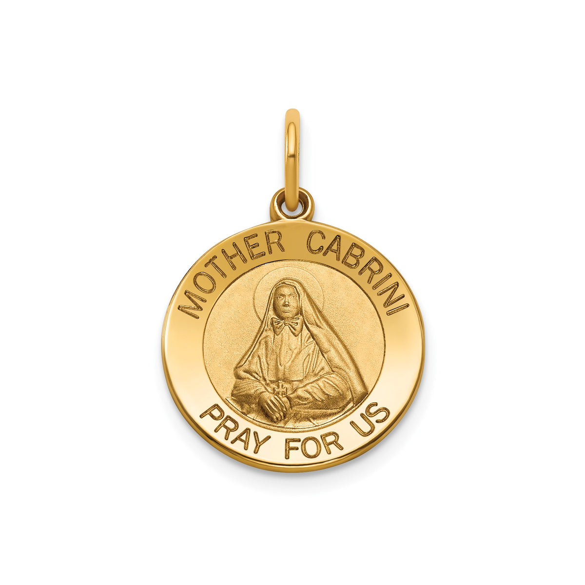 Round Mother Cabrini Medal in 14K Yellow Gold, 16.25mm - Sophia Jewelers Main image