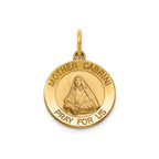 Round Mother Cabrini Medal in 14K Yellow Gold, 16.25mm - Sophia Jewelers