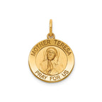 Round Mother Teresa Medal in 14K Yellow Gold, 16.25mm - Sophia Jewelers