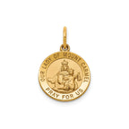 Round Our Lady of Mt. Carmel Medal in 14K Yellow Gold, 14.5mm - Sophia Jewelers