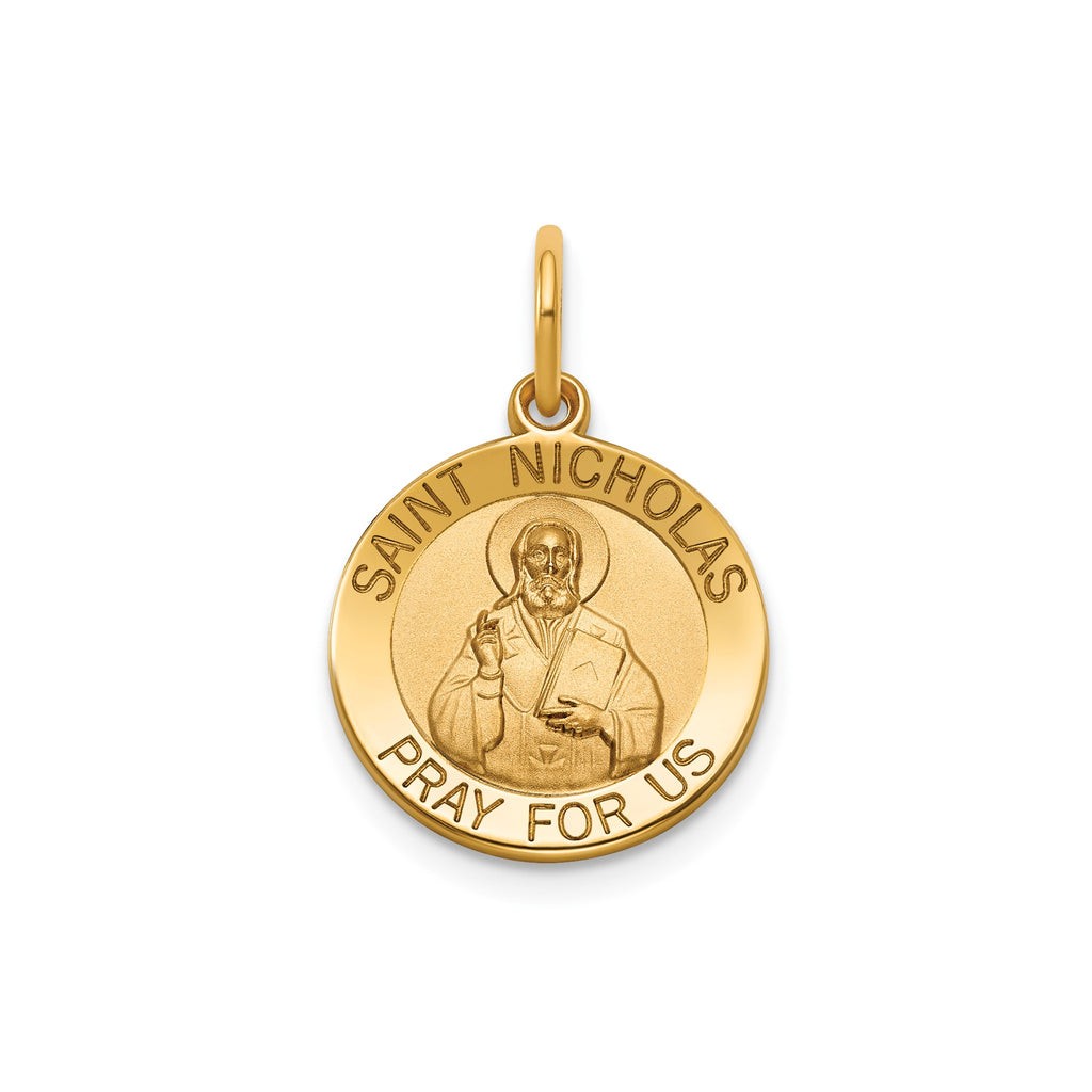 Round St. Nicholas Medal in 14K Yellow Gold, 14.5mm - Sophia Jewelers
