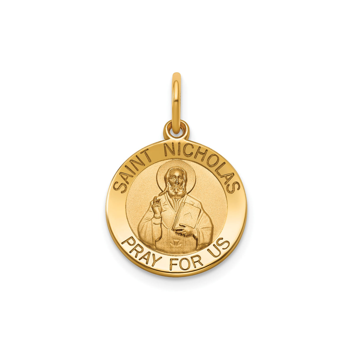 Round St. Nicholas Medal in 14K Yellow Gold, 14.5mm - Sophia Jewelers