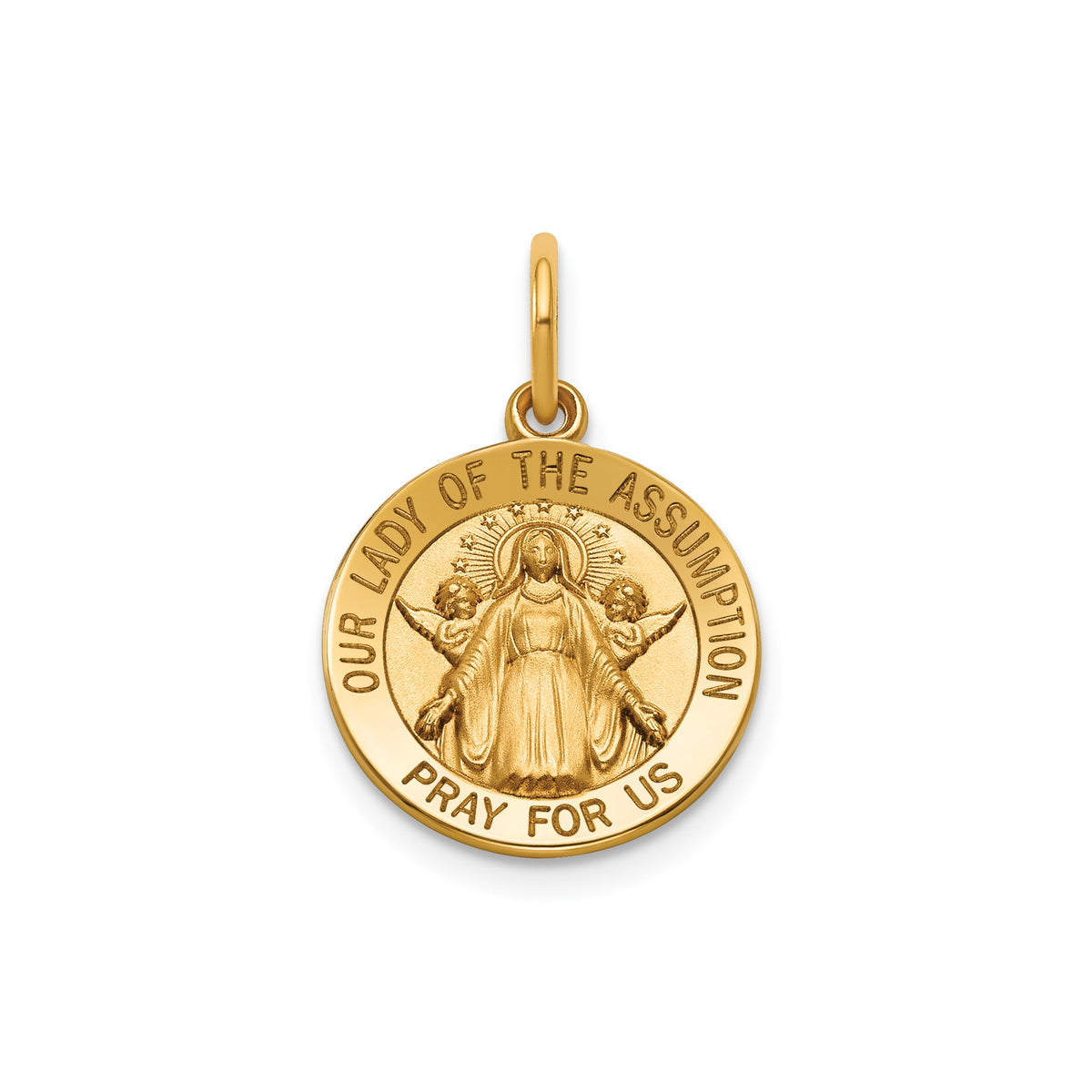 Lady of the Assumption Medal in 14K Yellow Gold, 14.5mm - Sophia Jewelers