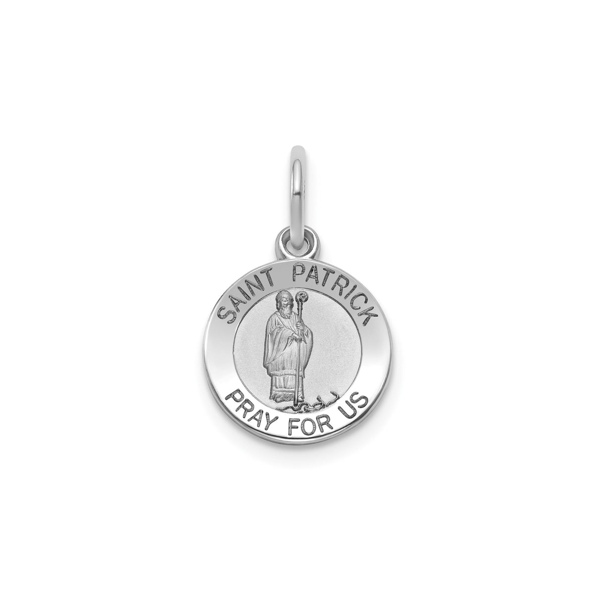 Round St. Patrick Medal in Sterling Silver, Satin - Sophia Jewelers Main image
