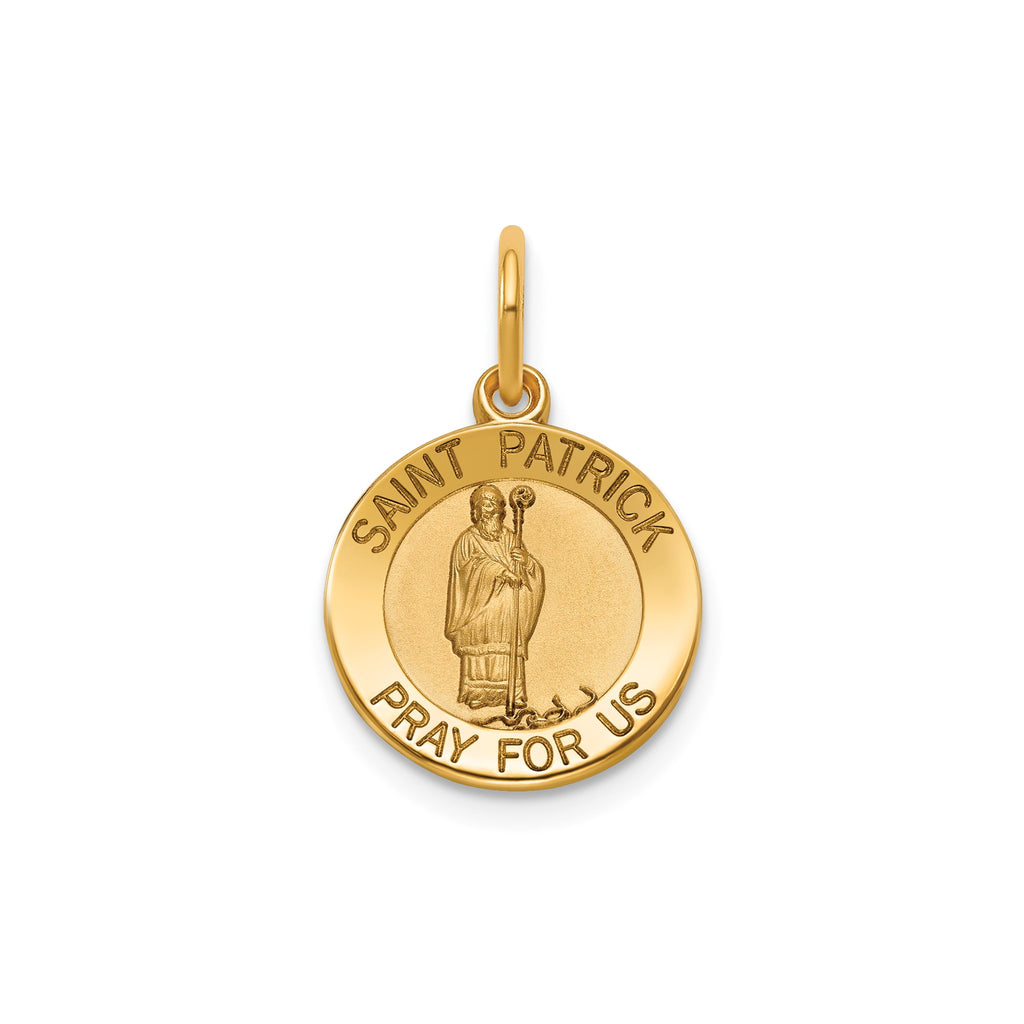 Round St. Patrick Medal in 14K Yellow Gold, 13.25mm - Sophia Jewelers