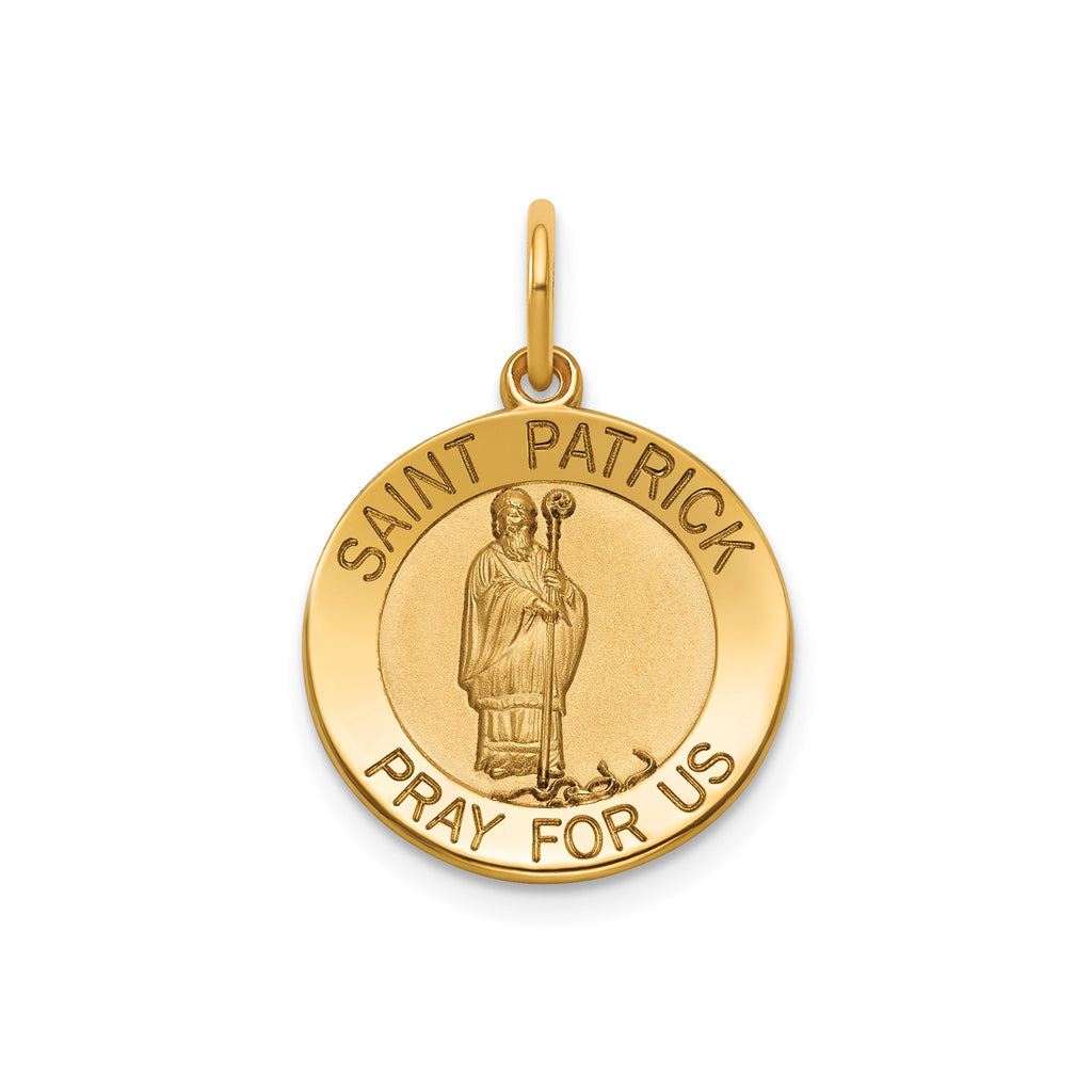 Round St. Patrick Medal in 14K Yellow Gold, 16.25mm - Sophia Jewelers