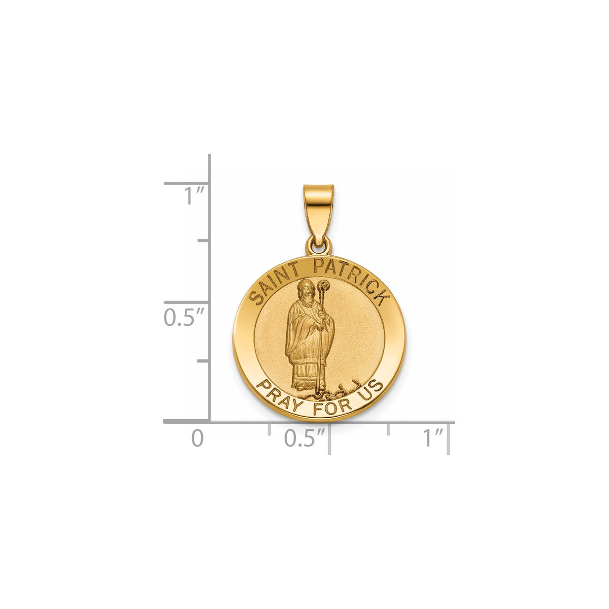 Round St. Patrick Medal in 14K Yellow Gold, 18.25mm - Sophia Jewelers