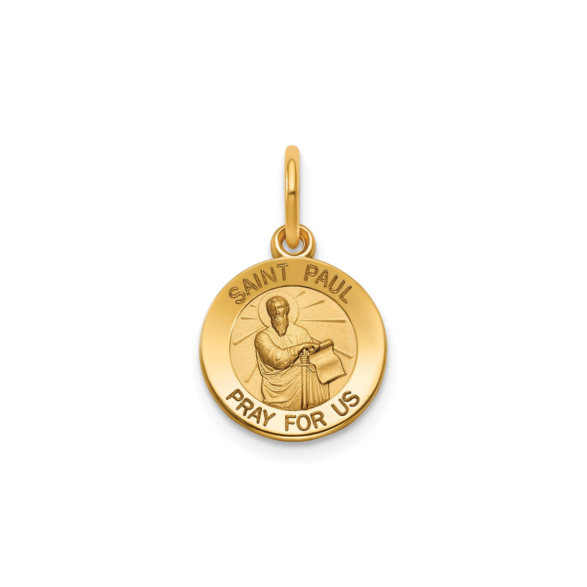 Round St. Paul Medal in 14K Yellow Gold, 11.5mm - Sophia Jewelers